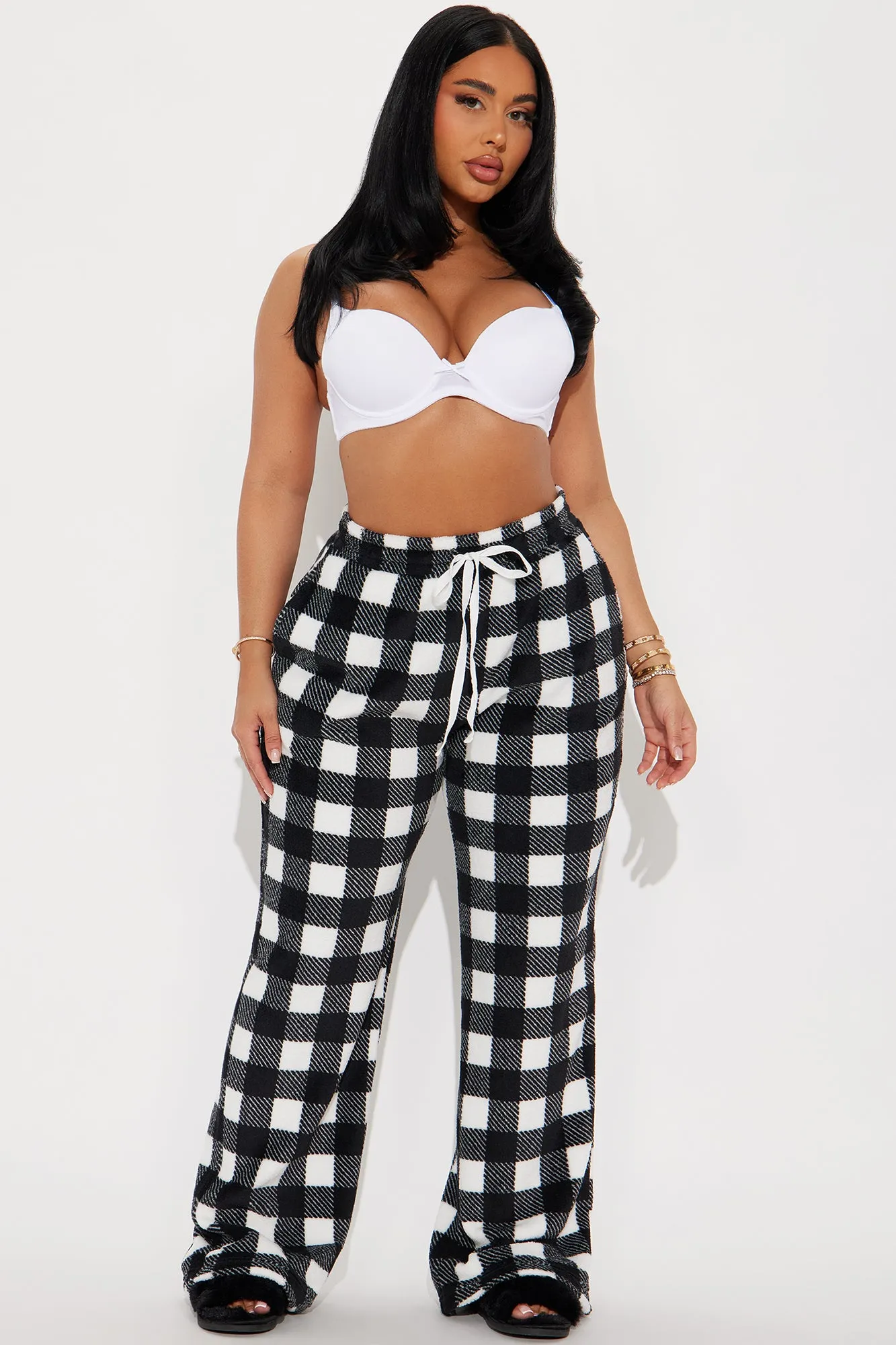 Always Cozy Plush PJ Pants - Black/White