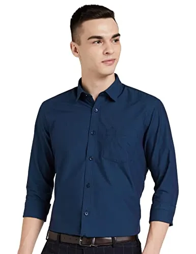 Amazon Brand - Symbol Men's Black Slim Formal Shirt (AW17MFS45_Navy 2 40)