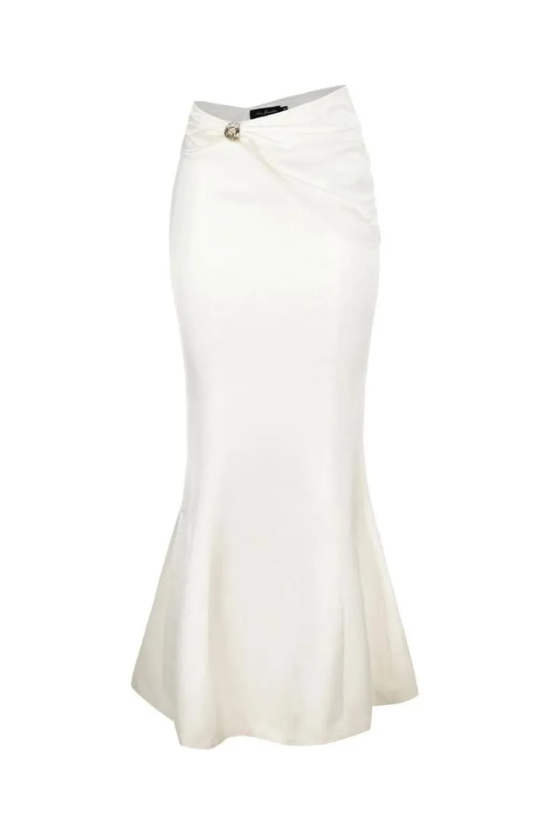 ANDREA WHITE FISHTAIL MAXI SKIRT