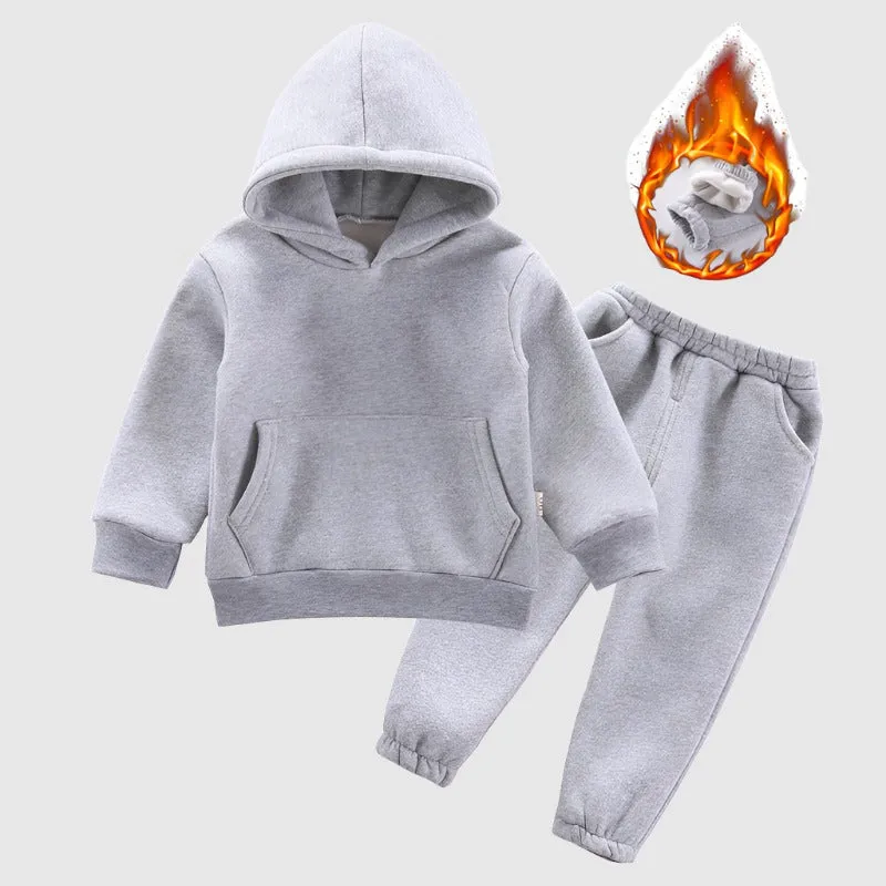 Baby Boys and Girls Hooded Sweatshirt  and Pants Two-piece Outfit Set