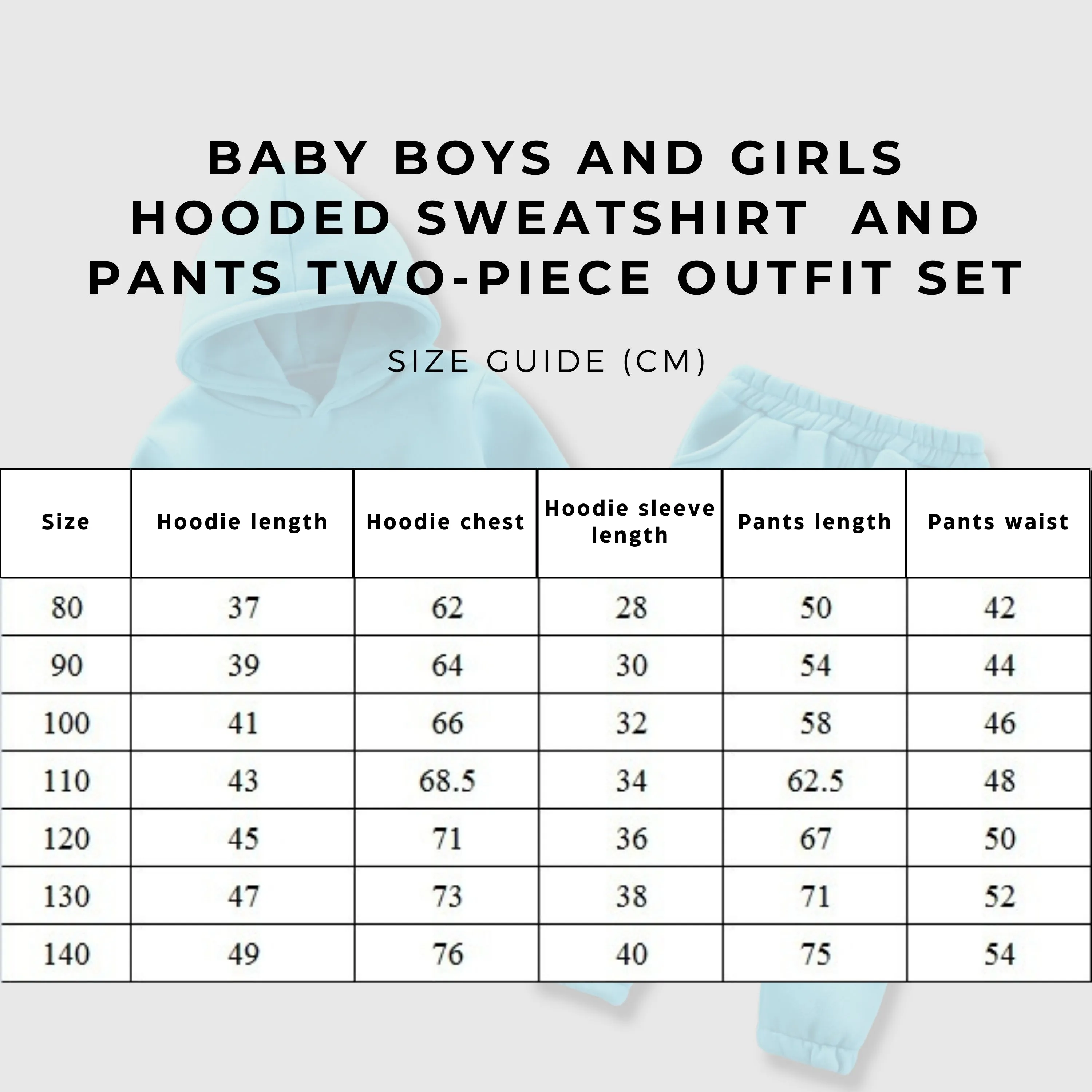 Baby Boys and Girls Hooded Sweatshirt  and Pants Two-piece Outfit Set