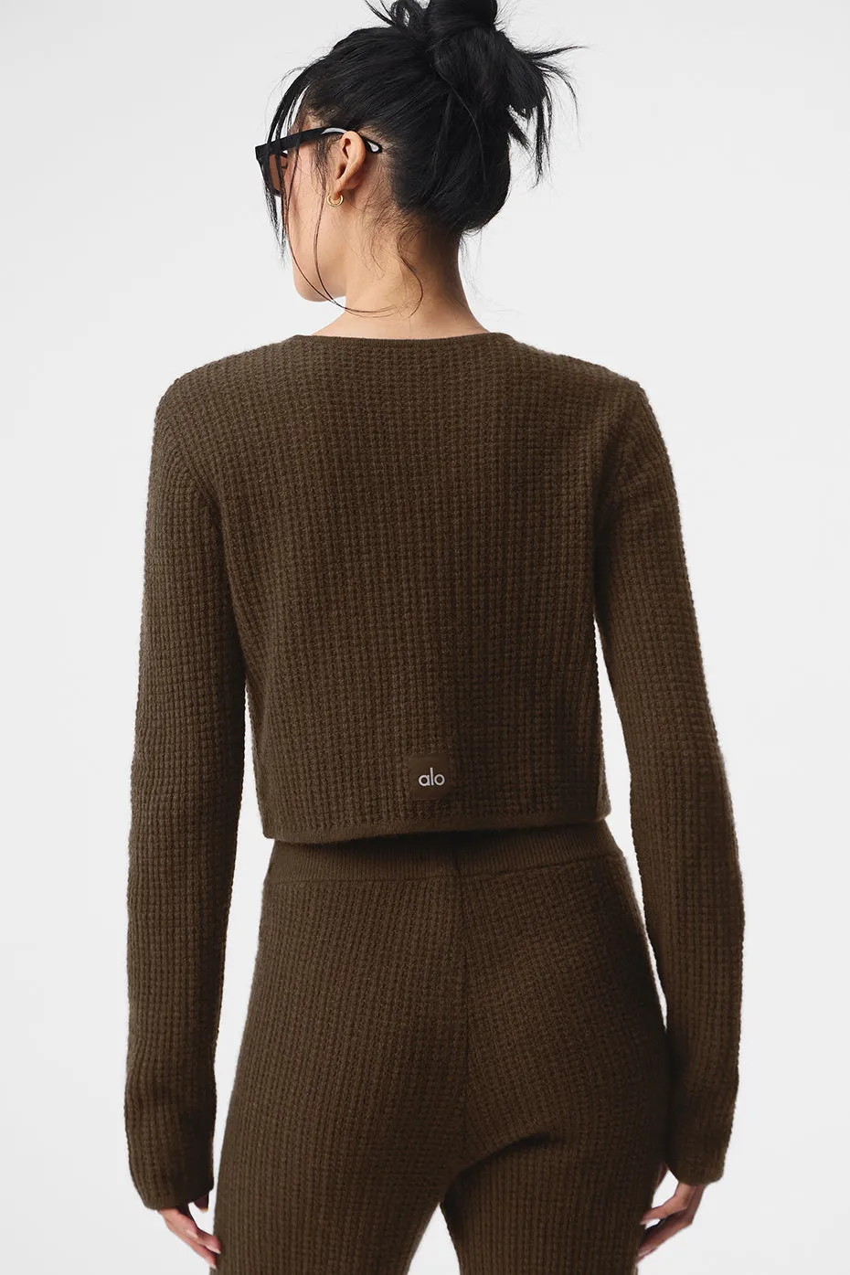 Cashmere High-Waist Plush Waffle Pant - Espresso