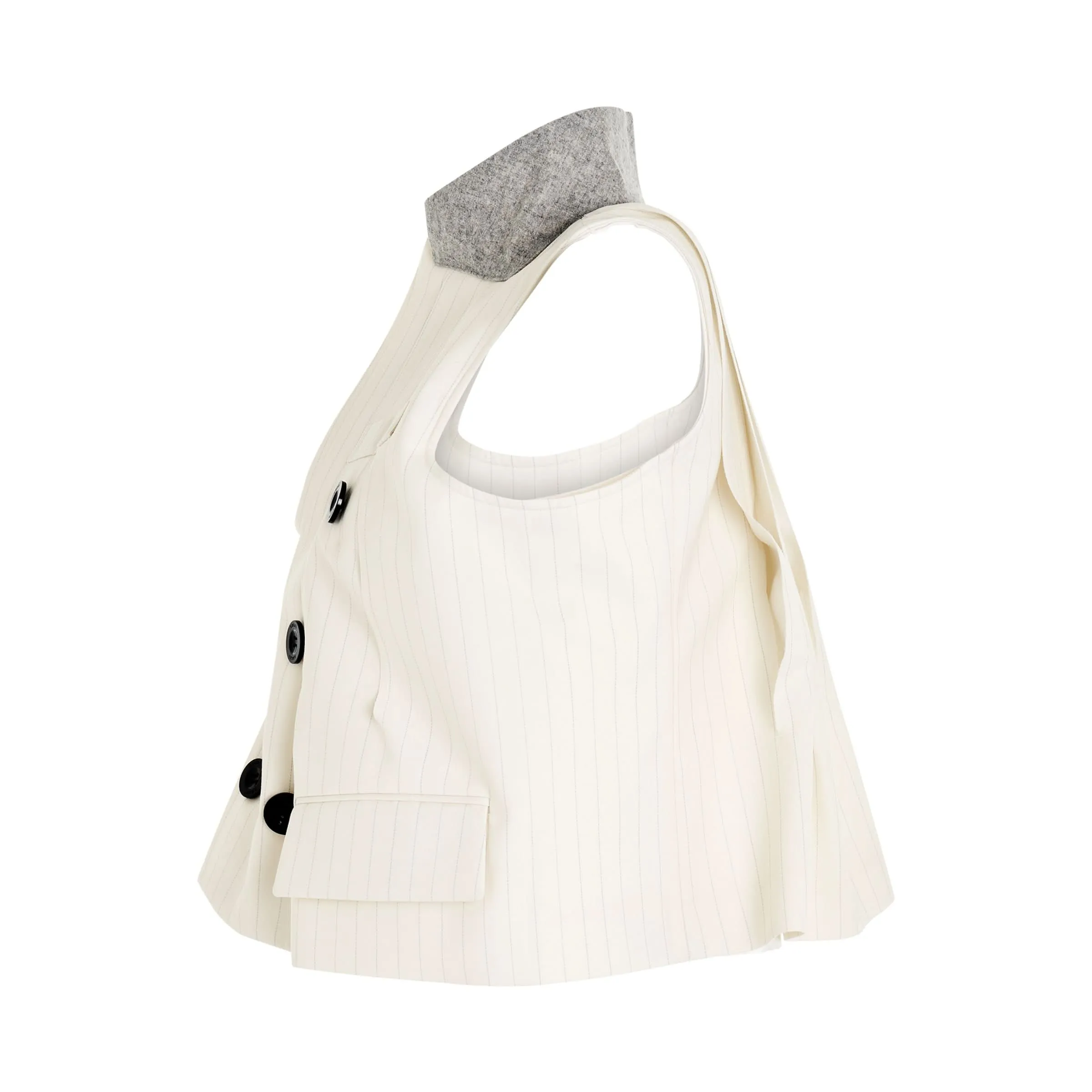 Chalk Stripe Vest in Off White