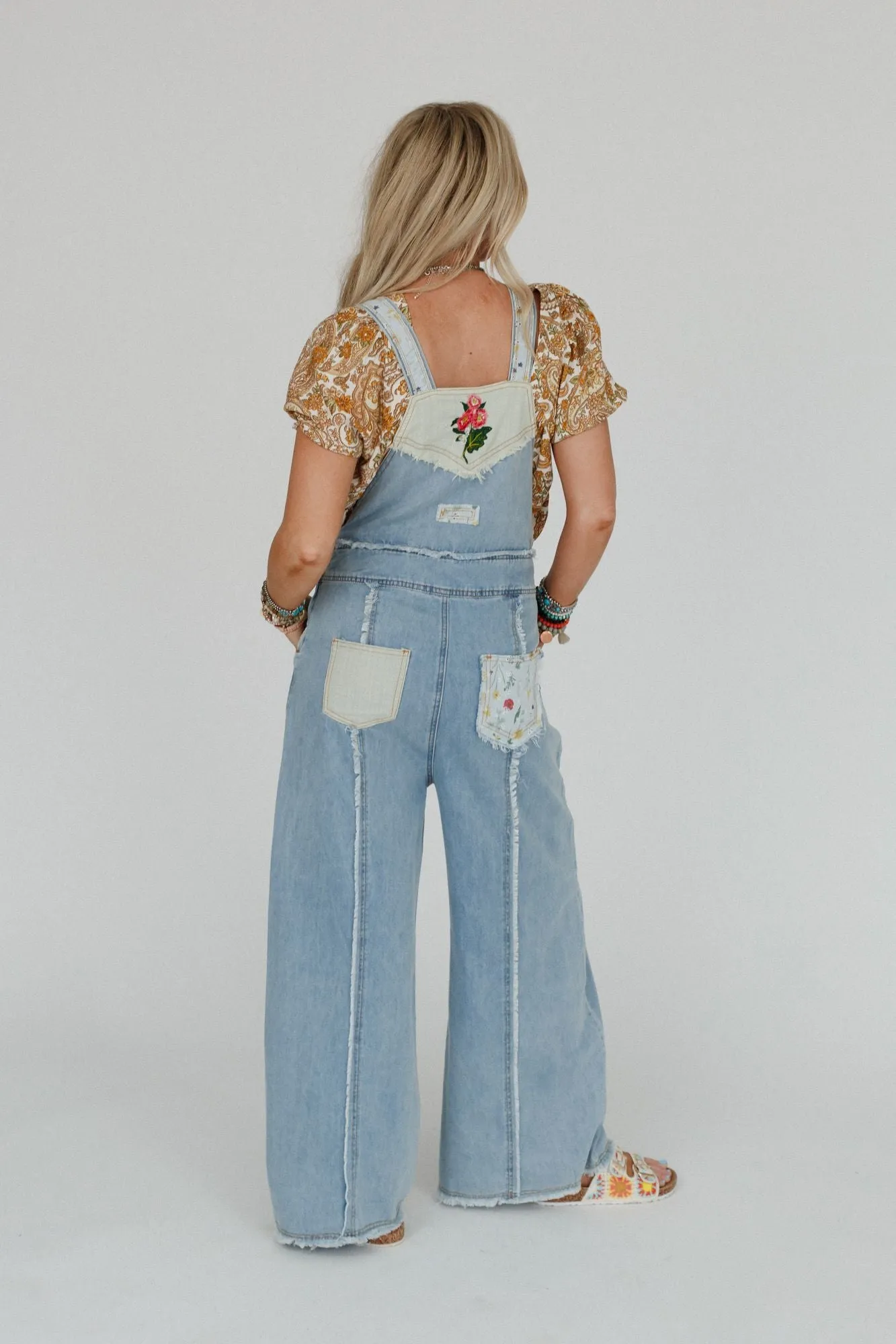 City Garden Floral Overalls - Denim