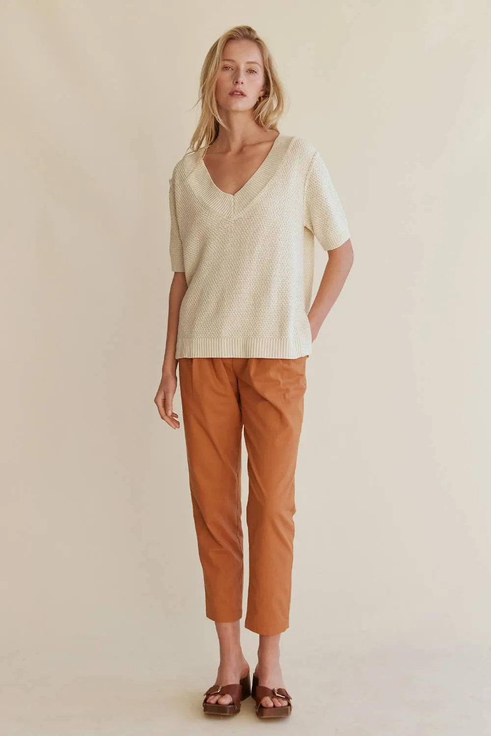 Clay pleated pants