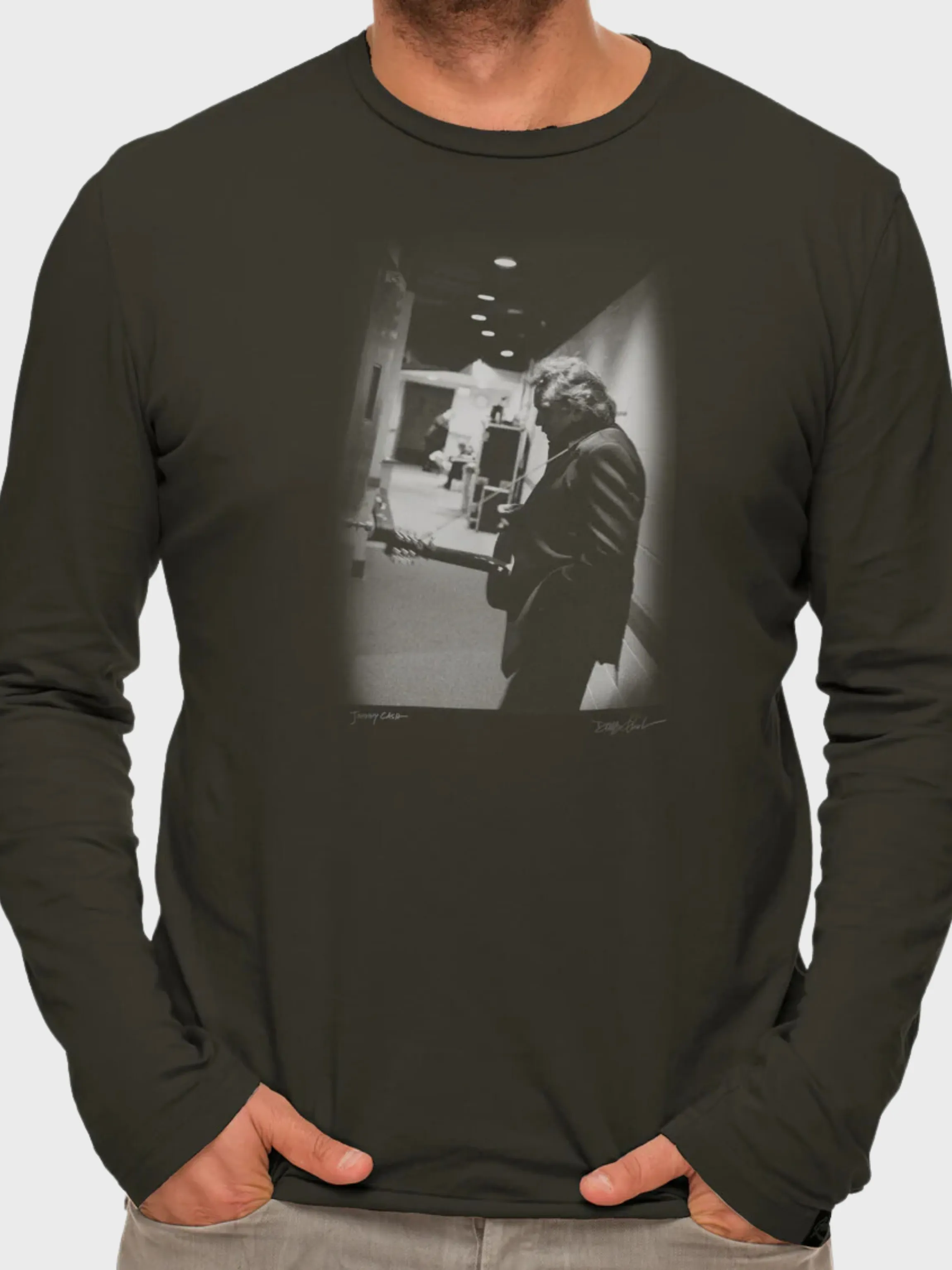 Clinch Long Sleeve Crew Johnny Cash Faded Black