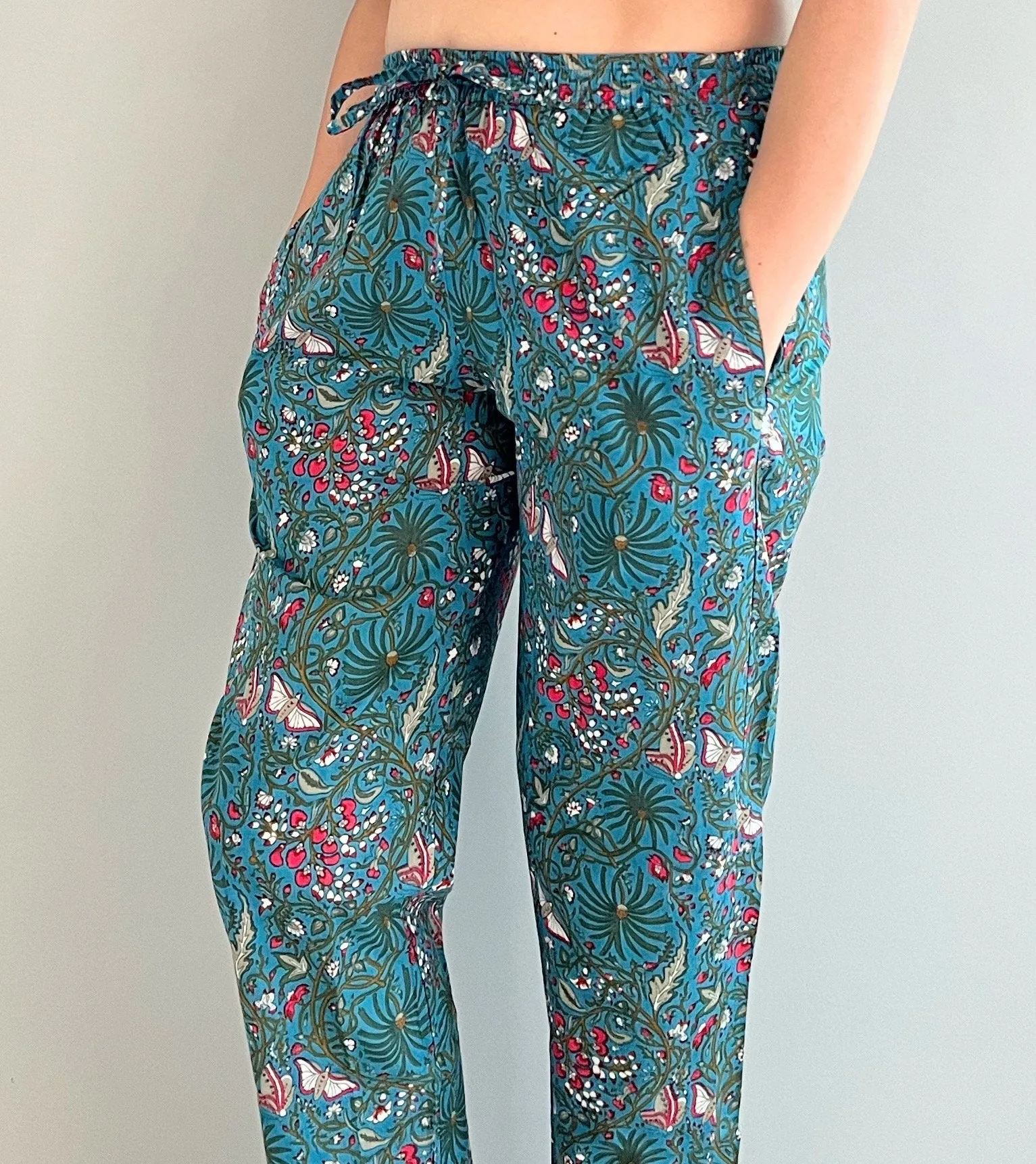 Cotton Pajama Pants Women - Midnight Butterfly