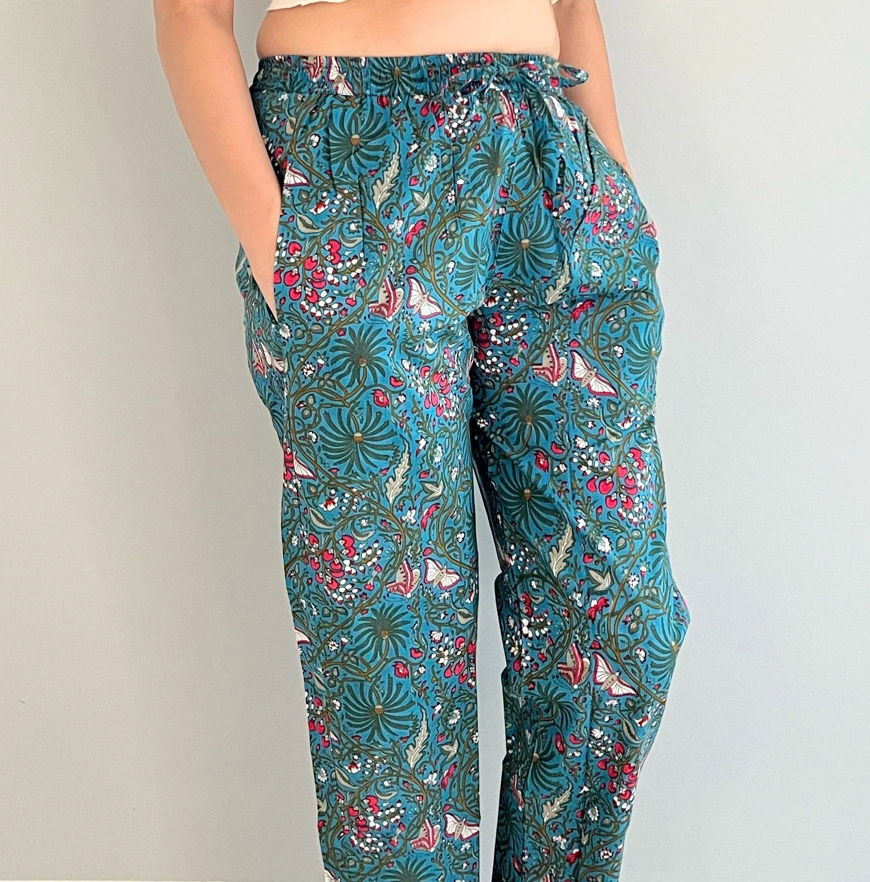 Cotton Pajama Pants Women - Midnight Butterfly