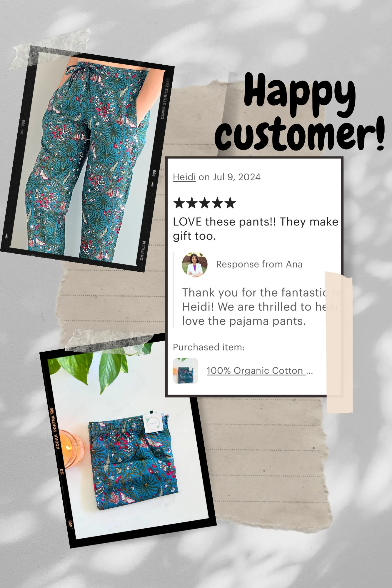 Cotton Pajama Pants Women - Midnight Butterfly