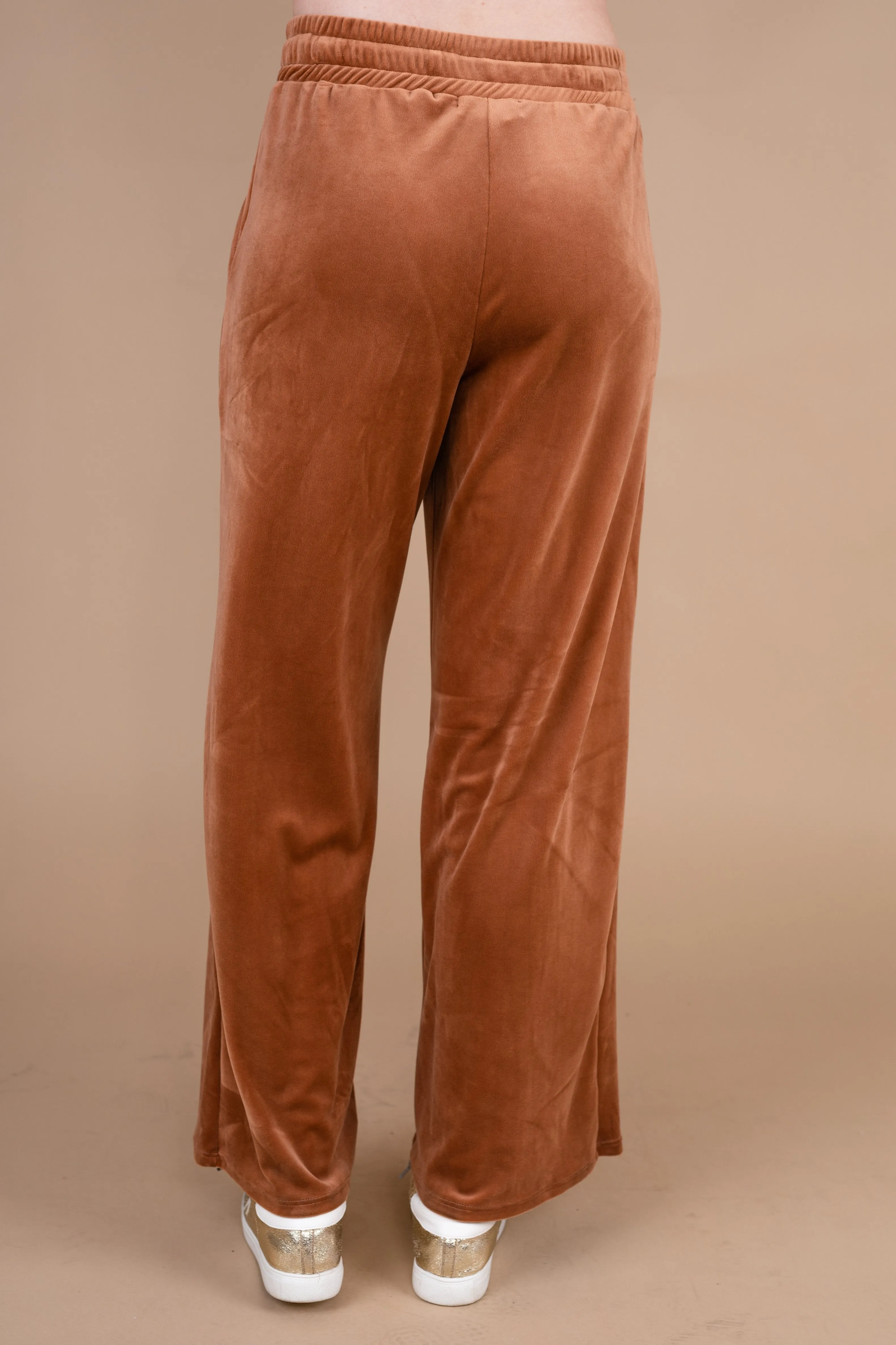 Cozy Confessions Brick Orange Velvet Pants