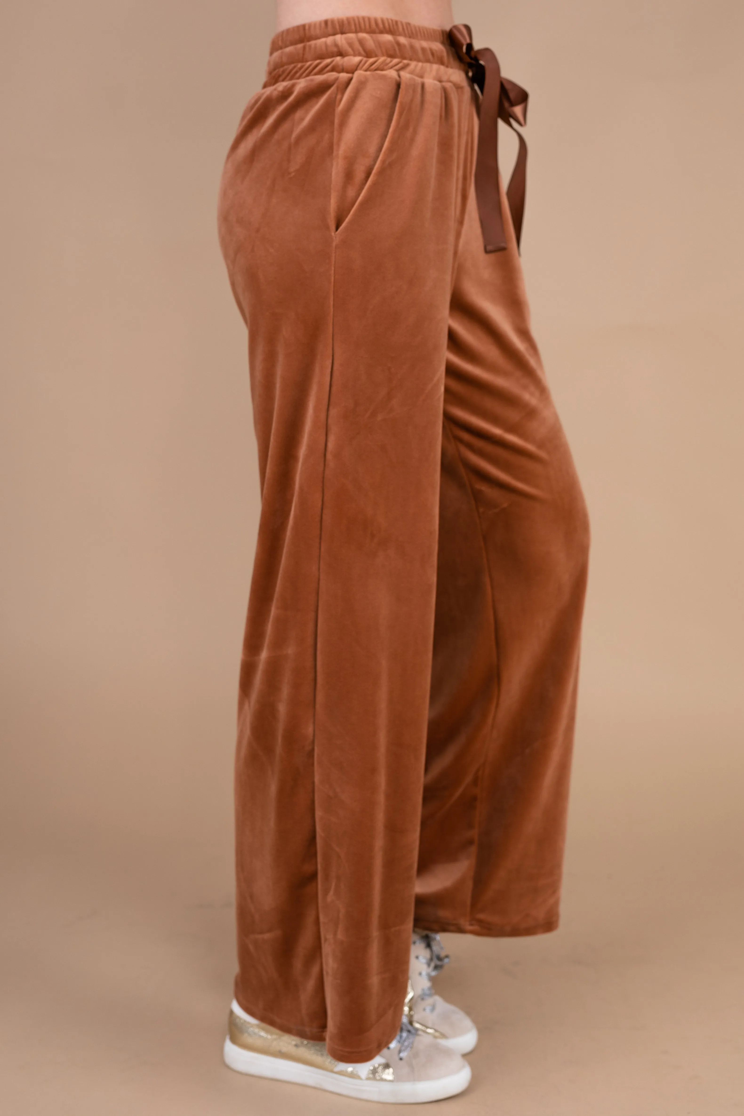 Cozy Confessions Brick Orange Velvet Pants