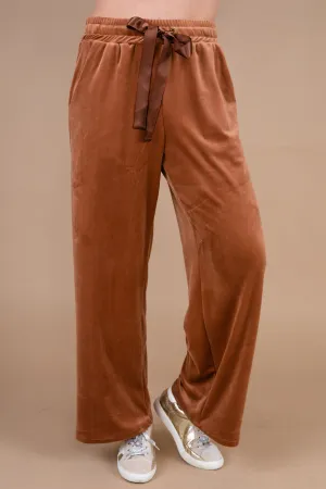 Cozy Confessions Brick Orange Velvet Pants