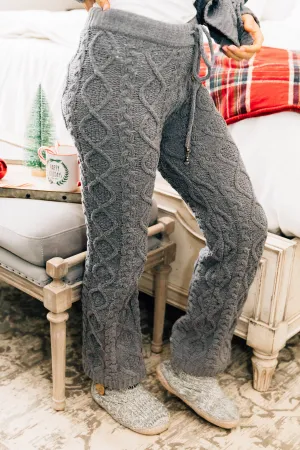 Cozy Winter Nights Gray Cable Knit Pajama Pants