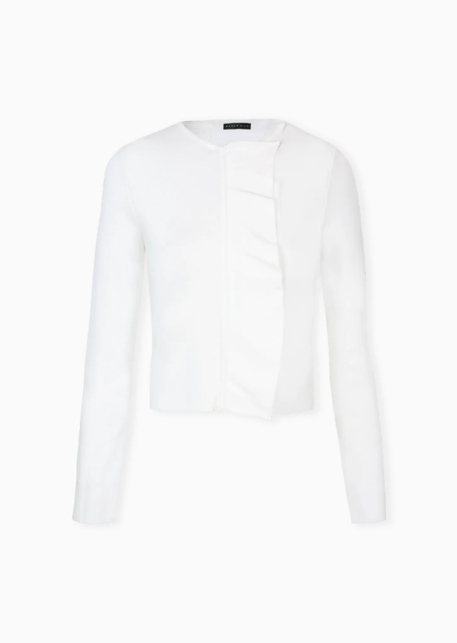 Demi - Designer White Womens Knit Jacket with Ruffle