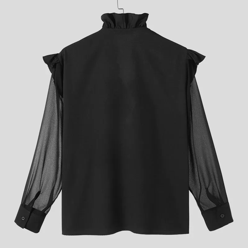 Elegant Noir Ruffle Blouse