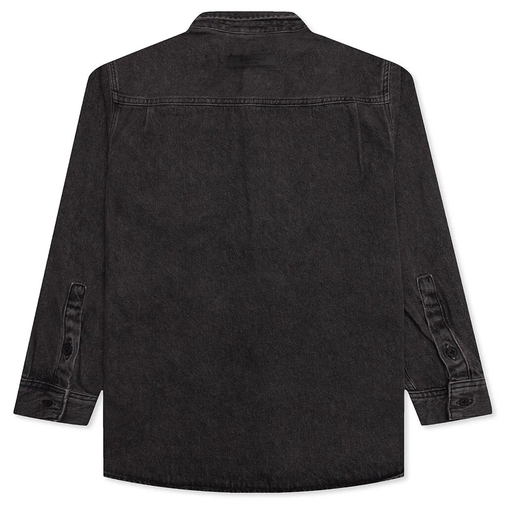 Essentials Kid's L/S Denim Shirt - Black