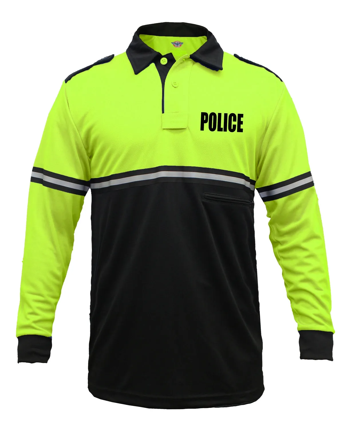 First Class Two Tone Police Long Sleeve Bike Patrol Shirt With Zipper Pocket