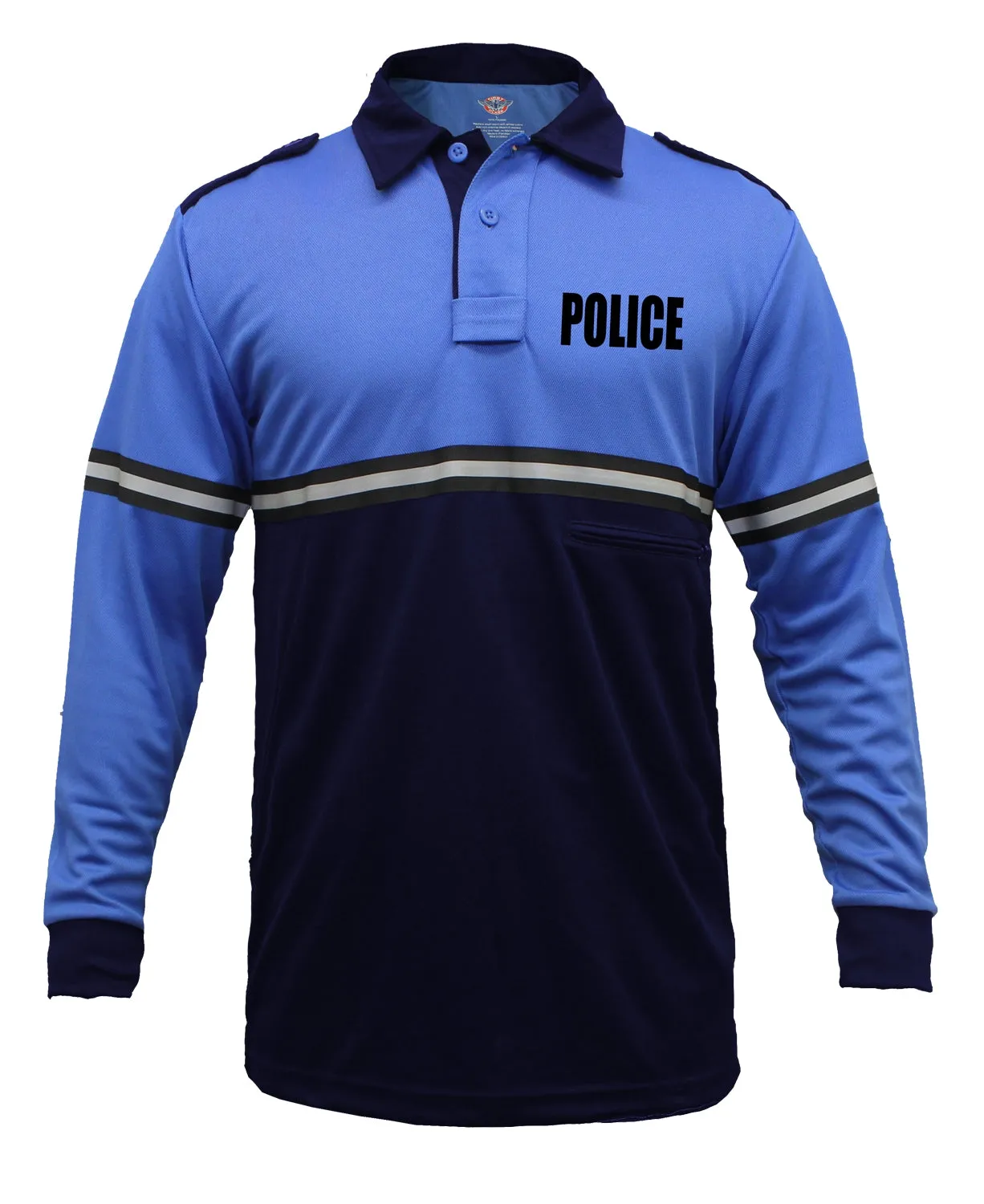 First Class Two Tone Police Long Sleeve Bike Patrol Shirt With Zipper Pocket