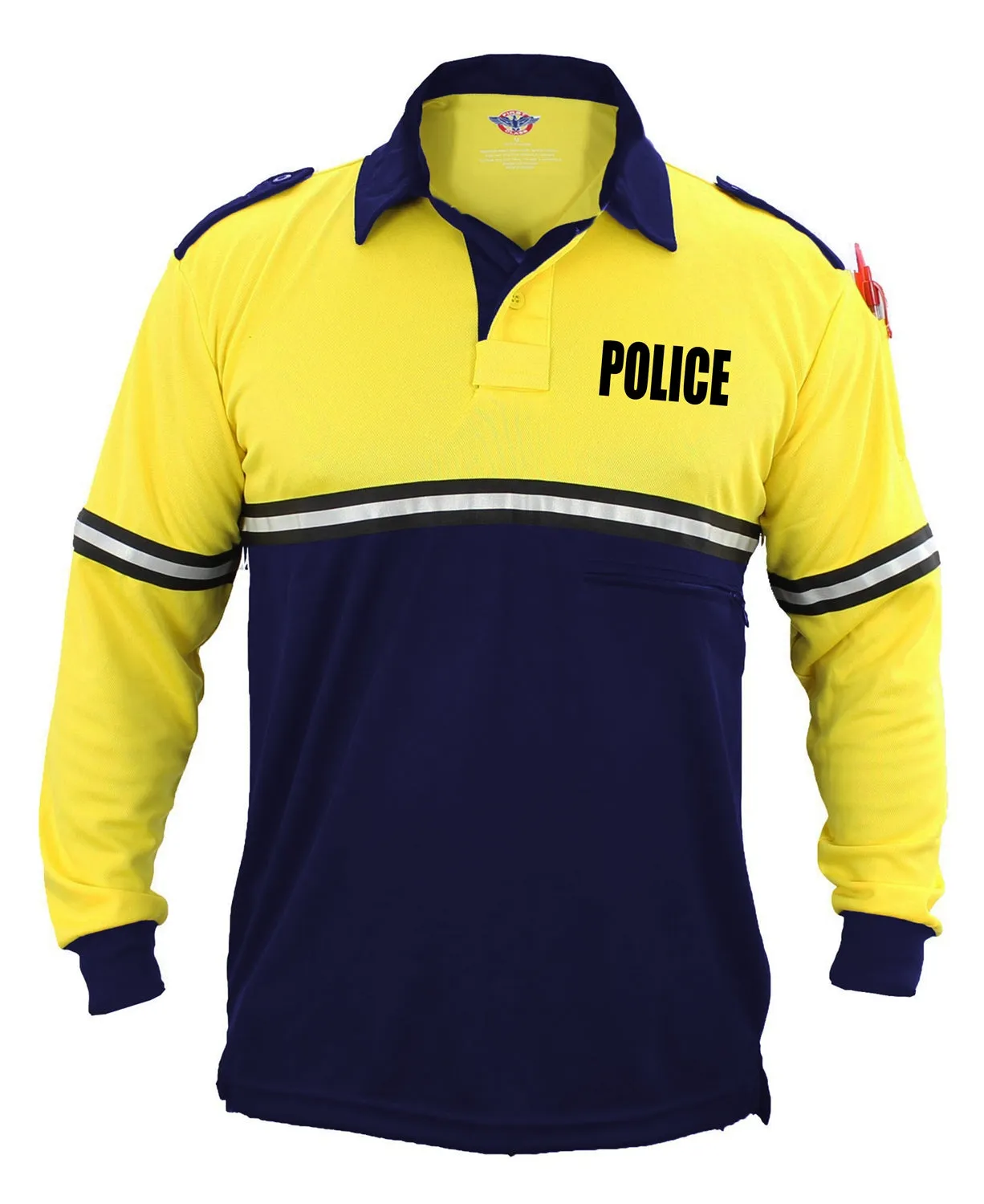 First Class Two Tone Police Long Sleeve Bike Patrol Shirt With Zipper Pocket