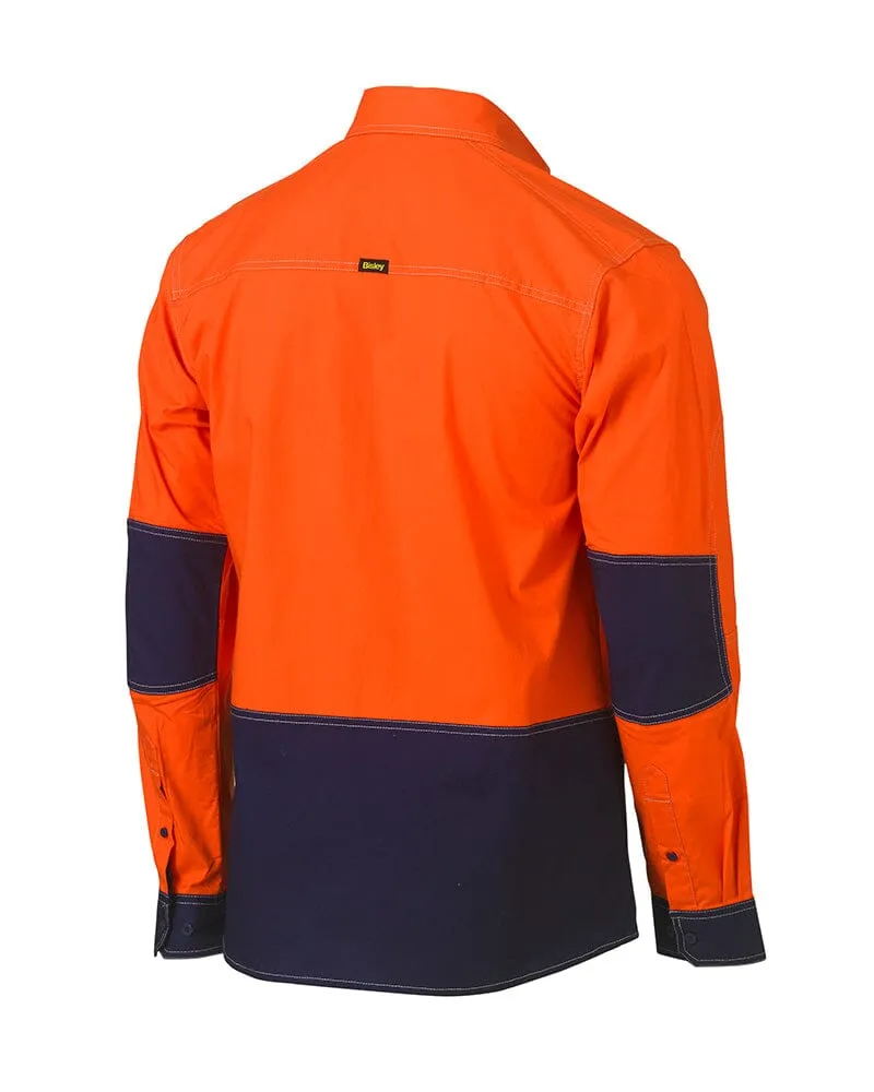 Flex and Move Two Tone Hi Vis Utility LS Shirt * - Orange/Navy