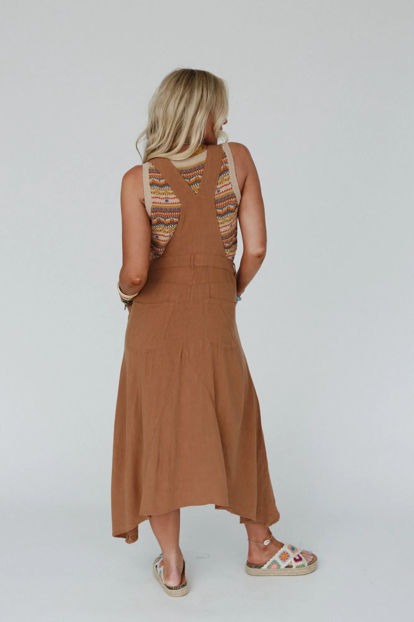 Good Habits Overalls Dress - Camel