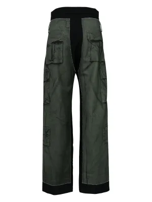 Green Cargo Pants With Printed Wrap