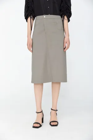 Grey Green Utility Straight Midi Skirt