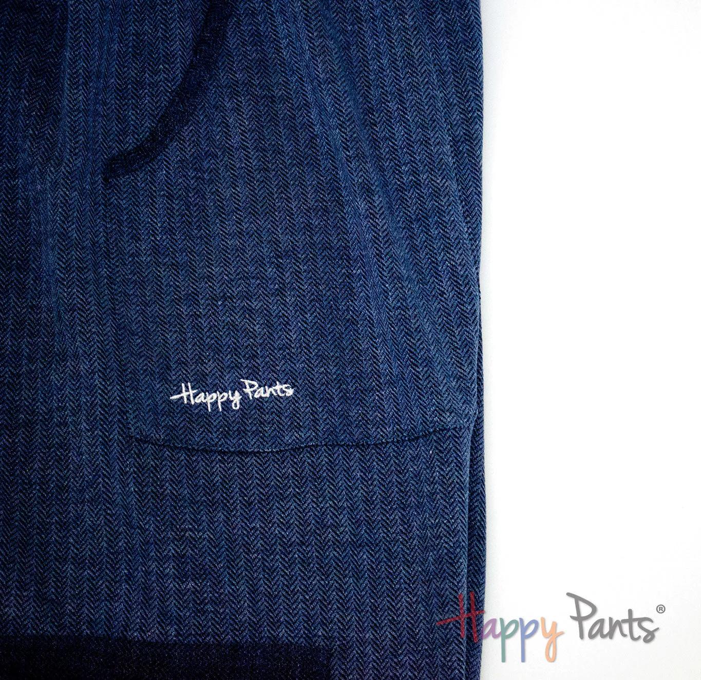 Herringbone Navy Men Happy Pants