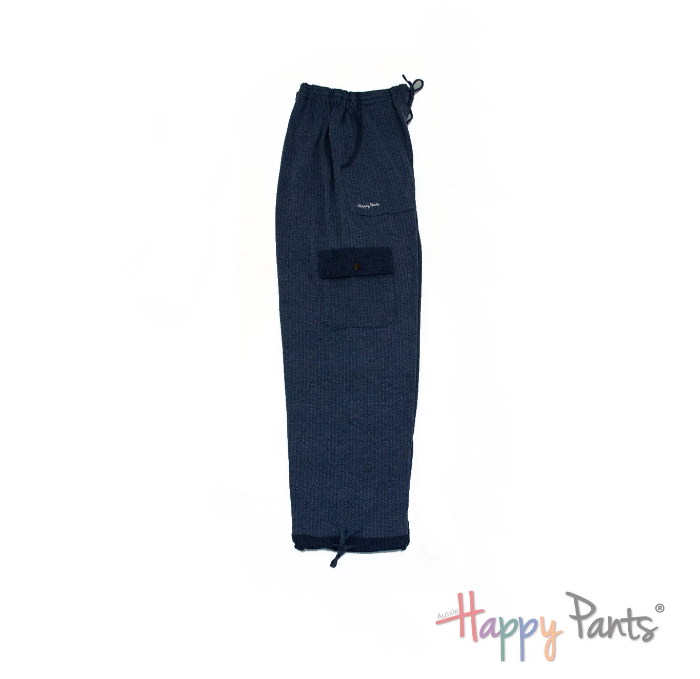 Herringbone Navy Men Happy Pants