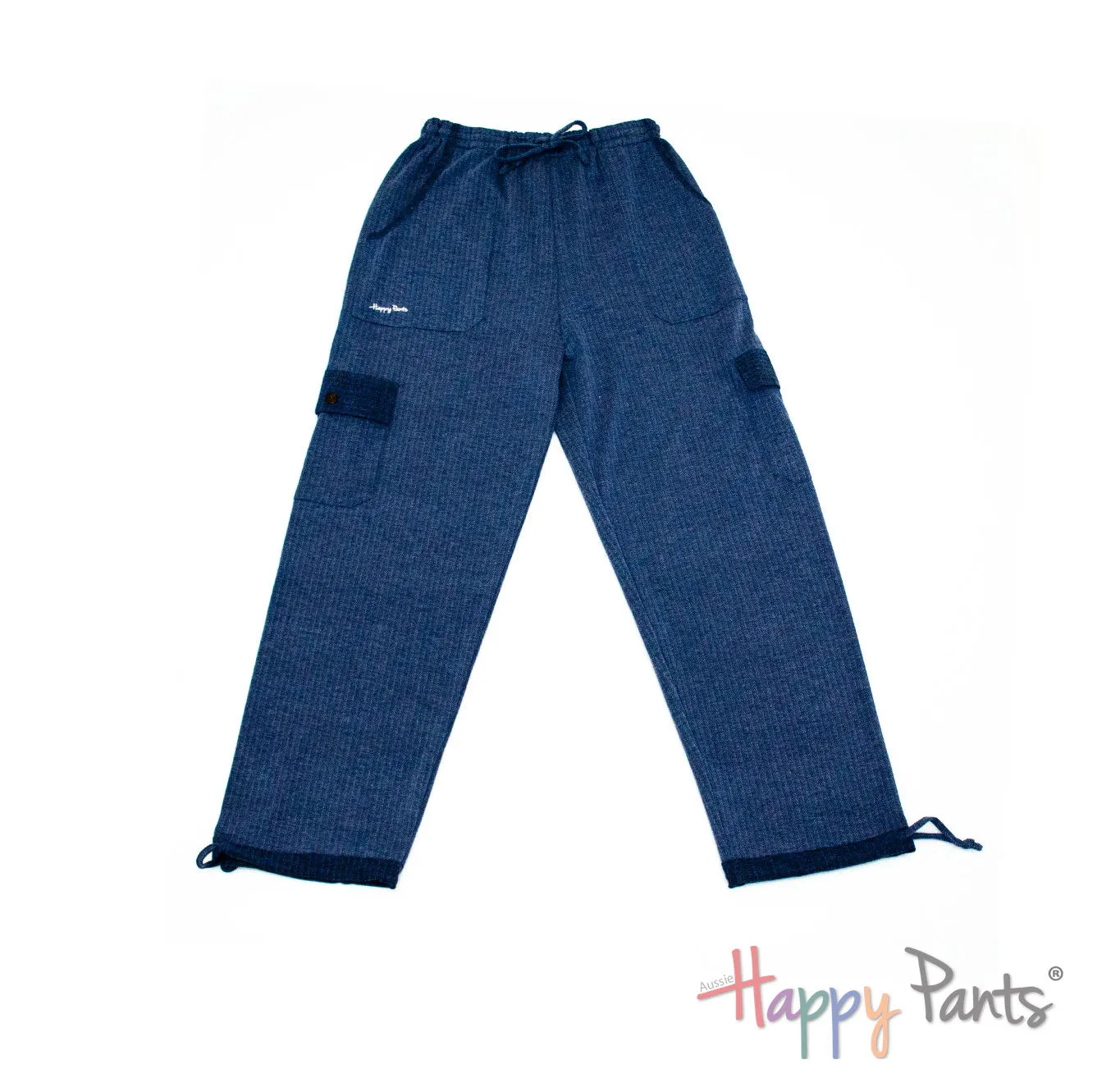 Herringbone Navy Men Happy Pants