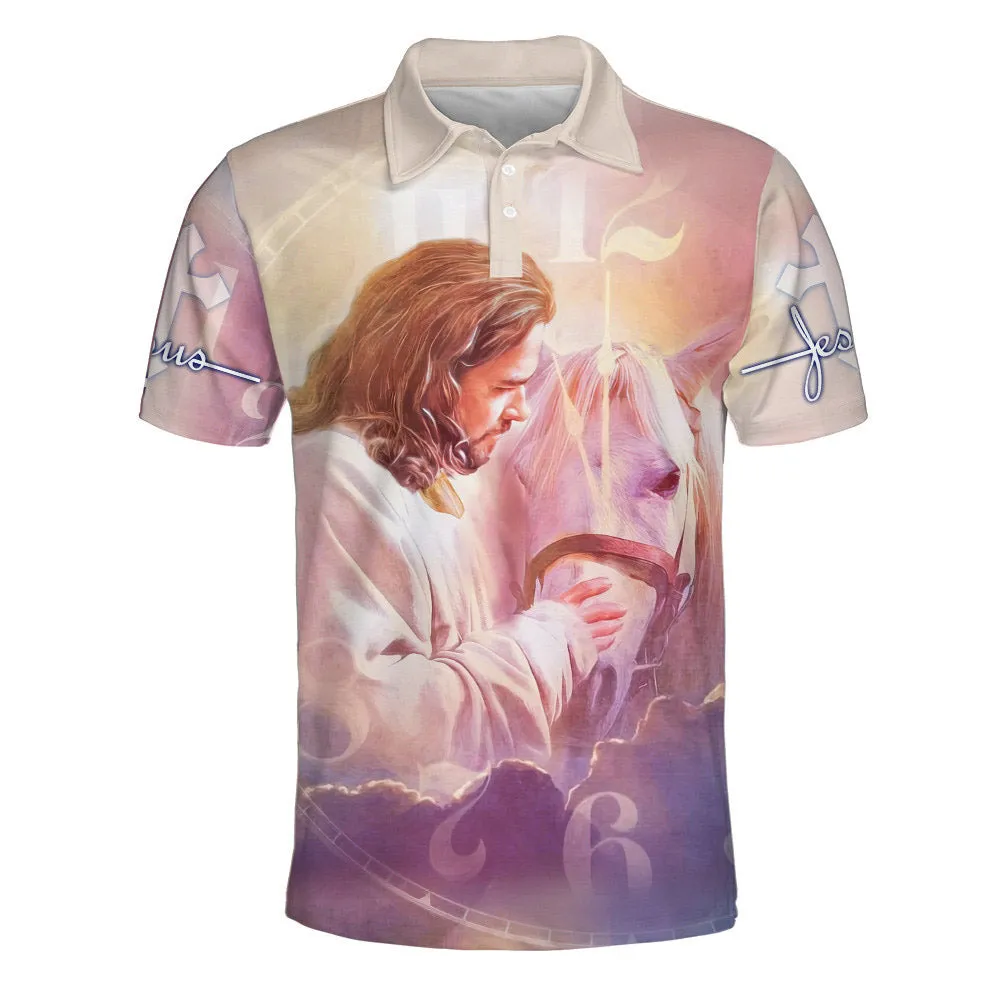 Jesus And Horse Polo Shirt - Christian Shirts & Shorts