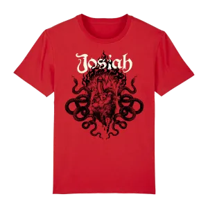 Josiah - Black Heart Cream Logo T-Shirt - Red