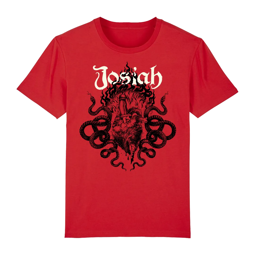 Josiah - Black Heart Cream Logo T-Shirt - Red