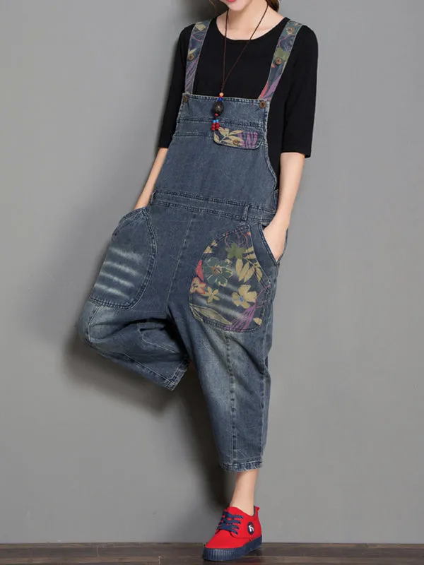 Joy Ethnic Denim Abrasion Overall Dungarees