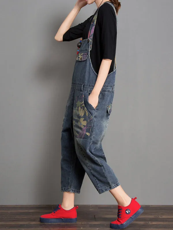 Joy Ethnic Denim Abrasion Overall Dungarees