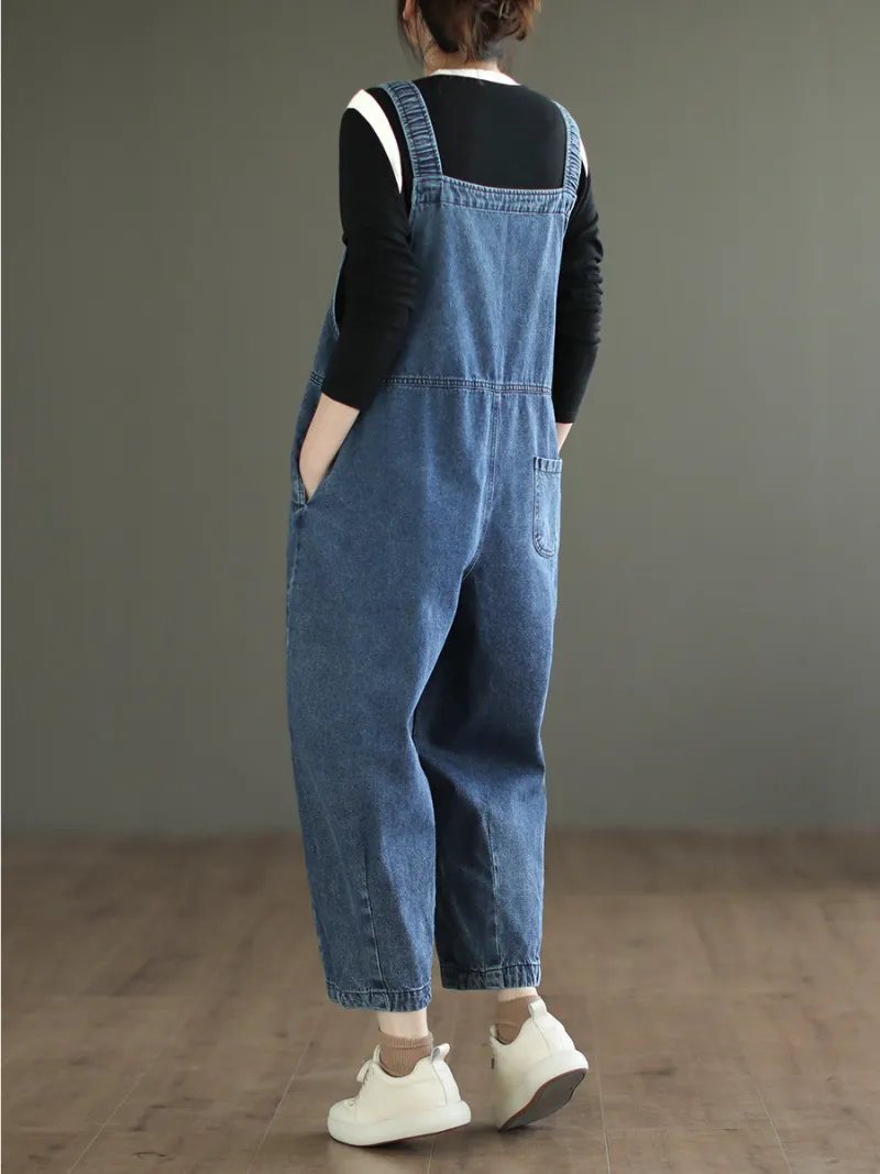 Liberty womens Washed Denim High Waist Bib Overalls