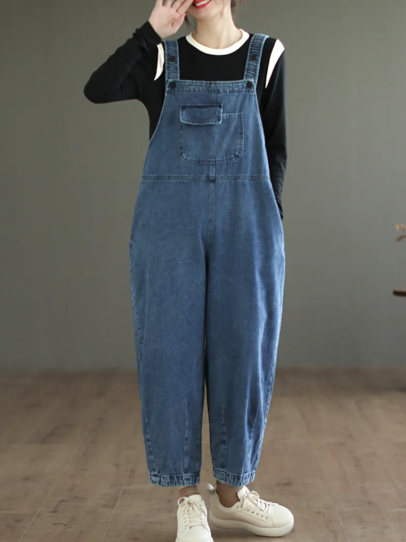 Liberty womens Washed Denim High Waist Bib Overalls