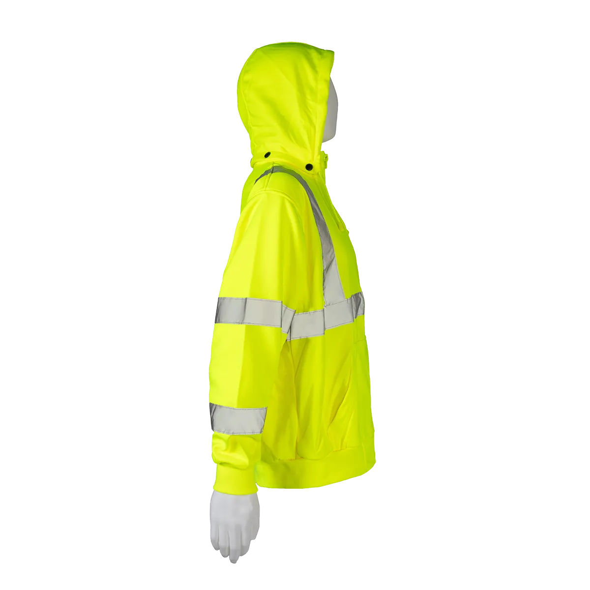 LSWS-C3 ANSI Class 3 High-Vis Lime Zip-Up Sweat Shirt With Detachable Hood