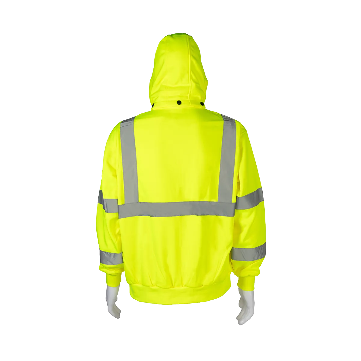 LSWS-C3 ANSI Class 3 High-Vis Lime Zip-Up Sweat Shirt With Detachable Hood