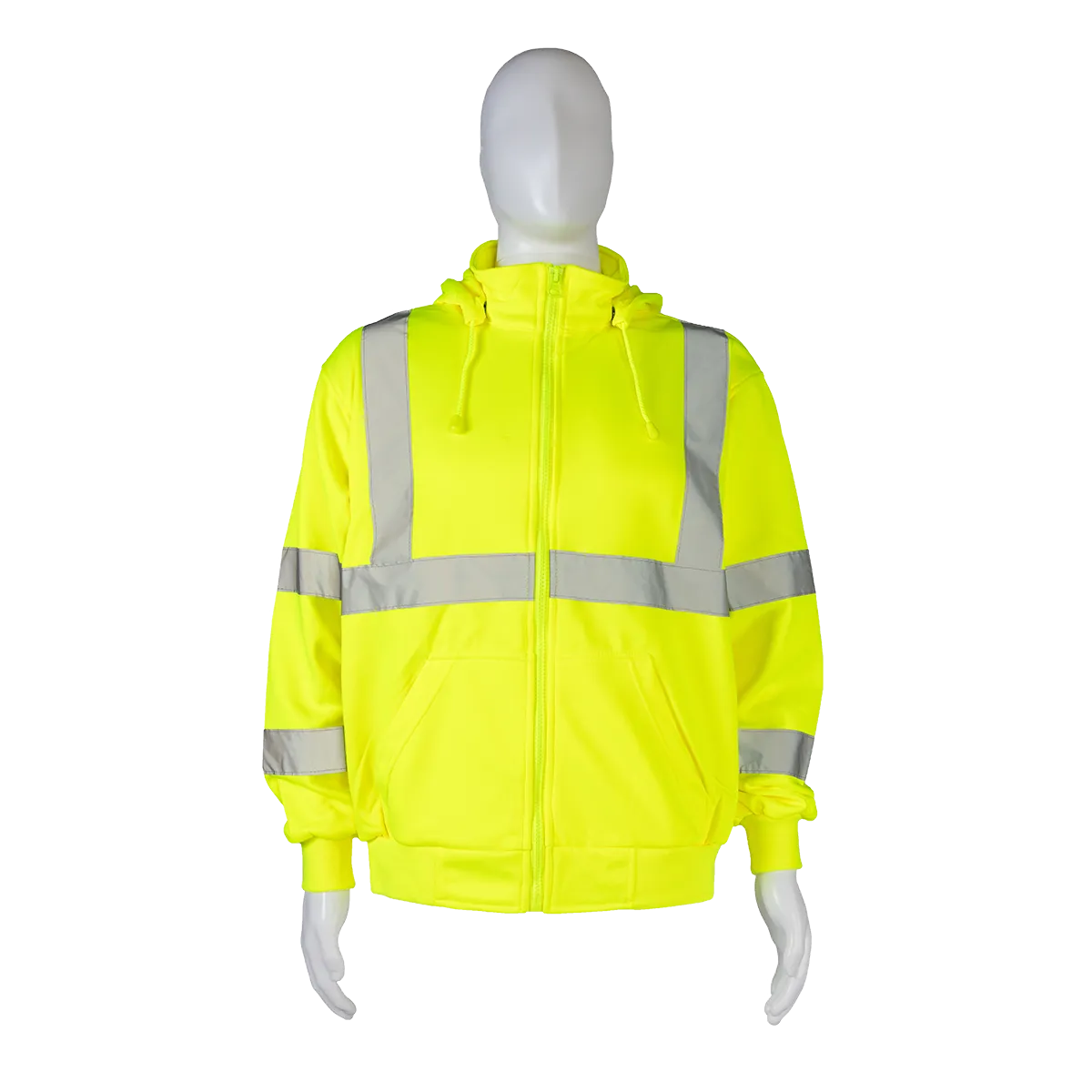 LSWS-C3 ANSI Class 3 High-Vis Lime Zip-Up Sweat Shirt With Detachable Hood