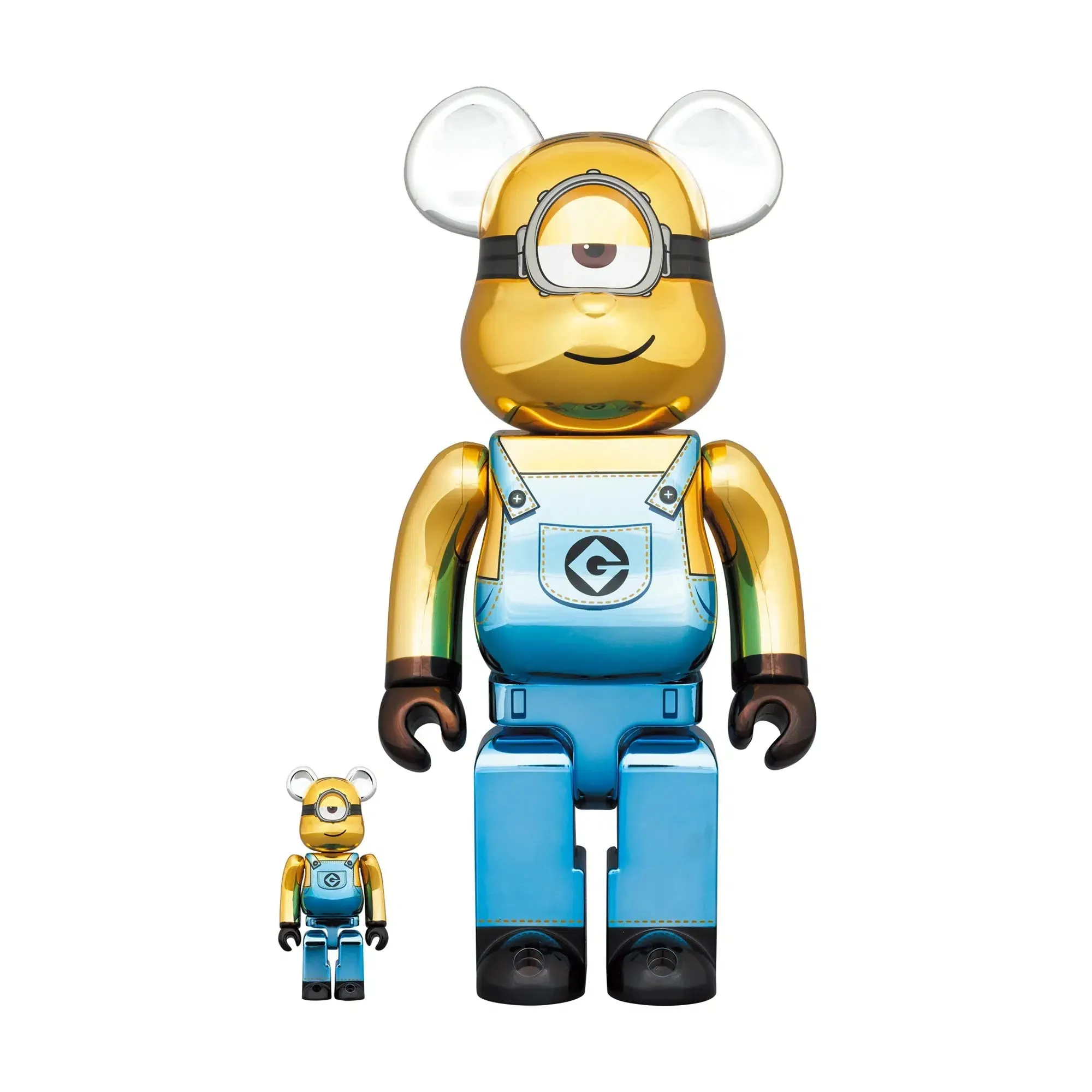 MEDICOM TOY BE@RBRICK MINIONS STUART CHROME 400%   100%