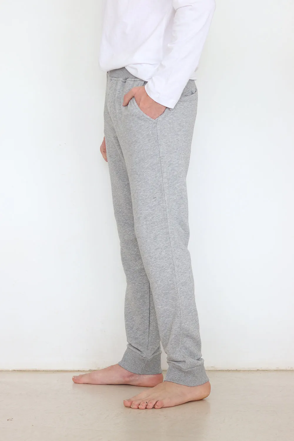 Men Sweat-Pants Melange Gray