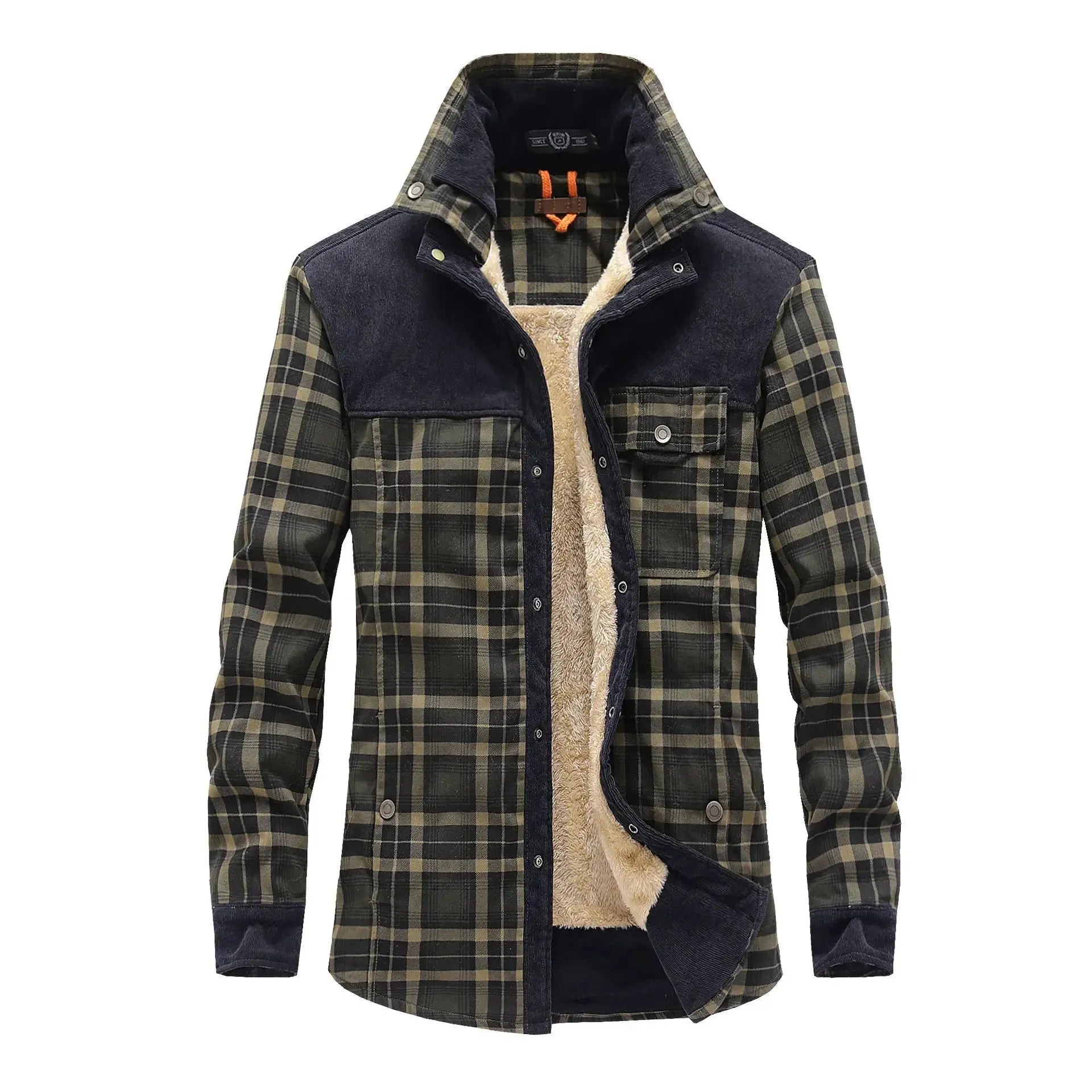 Men Winter Plaid Shirts Fleece Jackets Warm Shirts Coats High Quality Men Cotton Fit Business Casual Outerwear Shirts Jacket Men