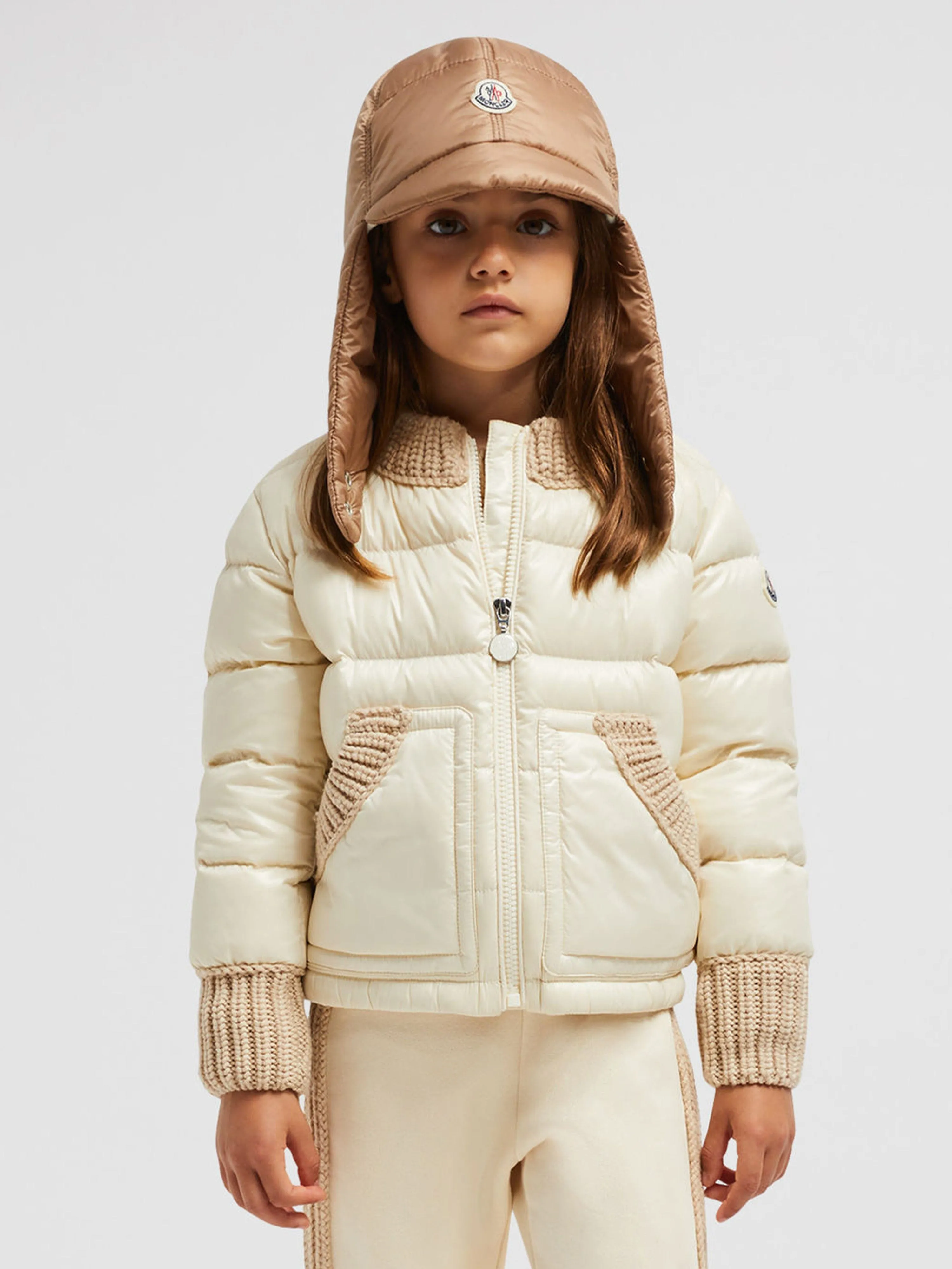 Moncler Enfant Girls Down Padded Arcelot Jacket in Ivory