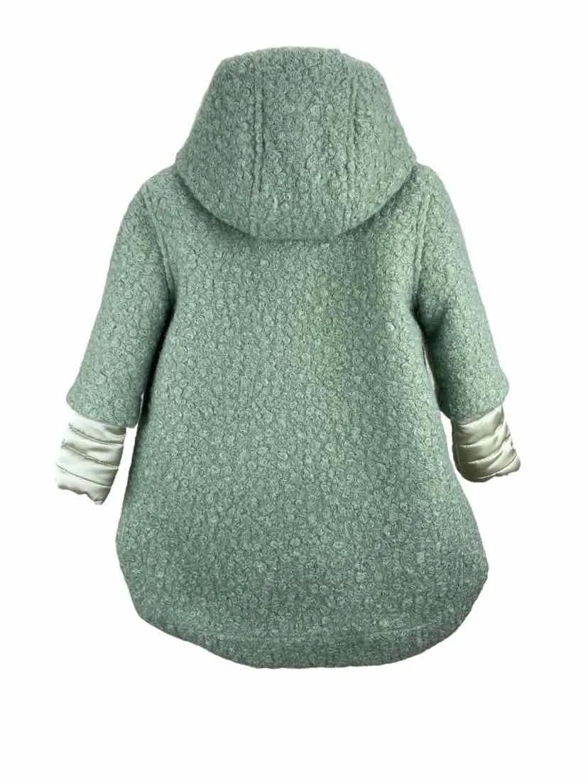 Monnalisa Girls' 2-in-1 Boucle Coat and Puffer Jacket Light Green Size 3