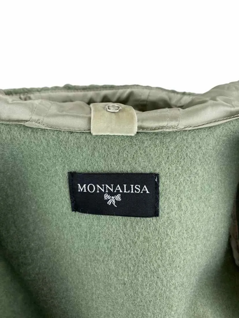 Monnalisa Girls' 2-in-1 Boucle Coat and Puffer Jacket Light Green Size 3