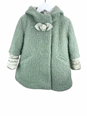 Monnalisa Girls' 2-in-1 Boucle Coat and Puffer Jacket Light Green Size 3