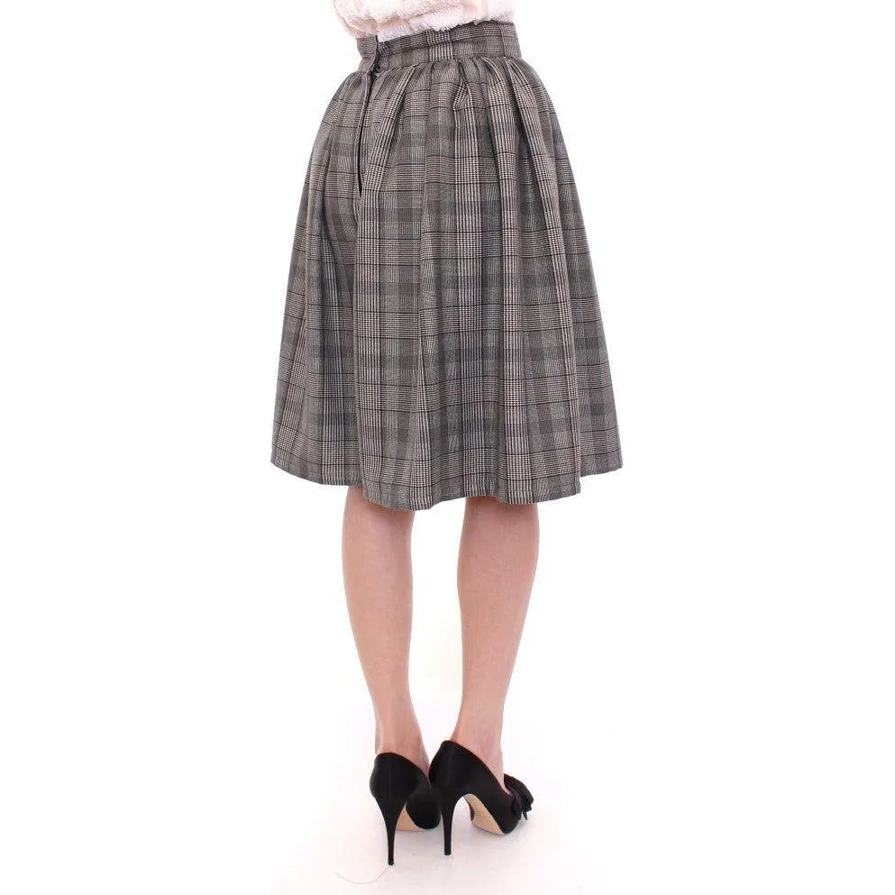 NOEMI ALEMÁN Elegant Gray Checkered Wool Shorts Skirt