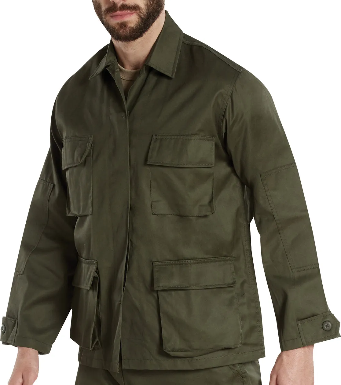 Olive Drab - Military BDU Shirt - Polyester Cotton Twill