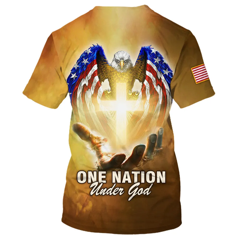 One Nation Under God Shirts - Praying Hand Holding A Christian Cross 3D All Over Printed Shirt for Men and Women